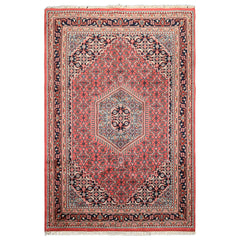 6x9 Rose, Charcoal, Aqua Color Hand Knotted Indo Persian Wool Traditional Oriental Rug