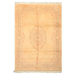 6x9 Tan, Blush, Taupe Color Hand Knotted Indo Kerman Wool Traditional Oriental Rug