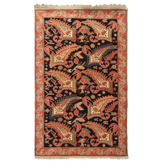 3x5 Charcoal, Burnt Orange, Ivory Color Hand Knotted Oushak Wool Arts & Crafts Oriental Rug