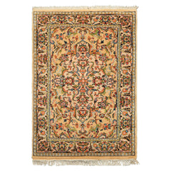 4x6 Beige, Lime, Burnt Orange Color Hand Knotted Indo Oushak Wool Arts & Crafts Oriental Rug