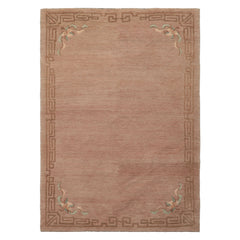 4x6 Taupe, Brown, Mint Color Hand Knotted Tibetan Wool Traditional Oriental Rug