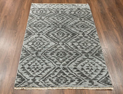 Dark Gray 3'10''x5'8'' Oushak Southwestern Hand Knotted Wool Oriental Area Rug