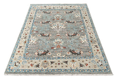 Gray, Beige 8x10 Oushak Transitional Hand Knotted Wool Oriental Area Rug