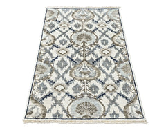 Ivory, Gray 3'6''x5'7'' Oushak Transitional Hand Knotted Wool Oriental Area Rug