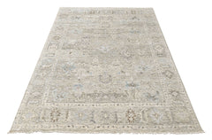 Beige, Gray 8'11''x11'11'' Oushak Transitional Hand Knotted Wool Oriental Area Rug