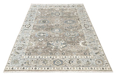 Gray, Ivory 8'11''x12 Oushak Transitional Hand Knotted Wool Oriental Area Rug