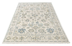 Ivory 8'10''x11'11'' Oushak Transitional Hand Knotted Wool Oriental Area Rug