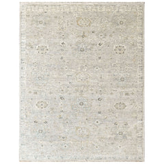Beige, Gray Multi Size Oushak Transitional Hand Knotted Wool Oriental Area Rug