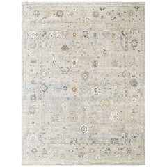 Mint, Gray 2'6''x8'6'' Oushak Transitional Hand Knotted Wool Oriental Area Rug