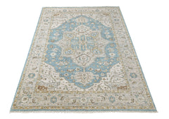 Aqua 8'11''x11'9'' Oushak Heriz Hand Knotted Wool Oriental Area Rug
