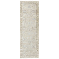 Beige, Taupe Multi Size Oushak Transitional Hand Knotted Wool Oriental Area Rug
