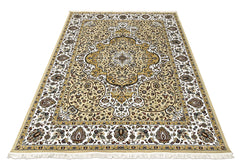 9x12 Light Gold, Ivory, Brown Color Power Loom Oushak Wool Traditional Oriental Rug