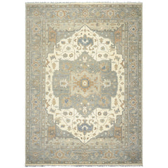 Gray, Ivory 10x14 Oushak Heriz Traditional Hand Knotted Wool Oriental Area Rug