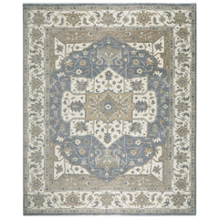 12x15 Slate, Ivory, Beige Color Hand Knotted Oushak Wool Oriental Rug