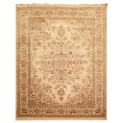 8x10 Beige, Moss, Rust Color Hand Knotted Agra Wool Traditional Oriental Rug