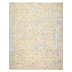 8x10 Taupe, Green, Blue Color Hand Knotted Soumak Wool Modern & Contemporary Oriental Rug
