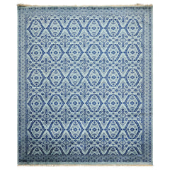 8x10 Blue, Navy, Color Hand Knotted Bokhara Wool Transitional Oriental Rug