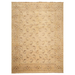 9x12 Beige, Caramel, Green Color Hand Knotted Agra Wool Traditional Oriental Rug