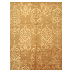 8x10 Tone on Tone Gold, , Color Hand Knotted Tibetan Wool & Bamboo Silk Transitional Oriental Rug