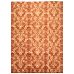 9x12 Rust, Gold, Color Hand Loomed Tibetan Wool & Bamboo Silk Transitional Oriental Rug