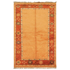 5x8 Peach, Burnt Orange, Mint Color Hand Knotted Gabbeh Wool Traditional Oriental Rug