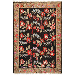 6x9 Charcoal, Chocolate, Sage Color Hand Woven Anatolian Kilim Wool Traditional Oriental Rug