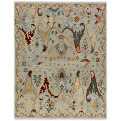 Mint Gray Multi Size Oushak Arts & Crafts Hand Knotted Wool Oriental Area Rug