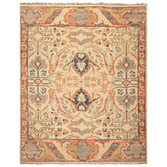 Beige Rust 8x10 Oushak Arts & Crafts Hand Knotted 100% Wool Oriental Area Rug