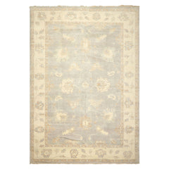 10x14 Gray, Ivory, Taupe Color Hand Knotted Oushak Wool Traditional Oriental Rug
