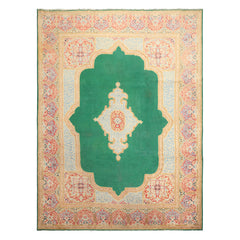 9x12 Green, Ivory, Rose Color Hand Knotted Kerman Wool Traditioal Oriental Rug