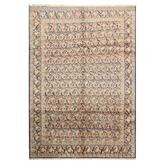 6x9 Navy, Ivory, Blue Color Hand Knotted Khorassan Wool Traditional Oriental Rug