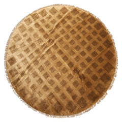 8' Round Tan, Brown, Color Hand Knotted Tibetan New Zealand Wool Modern & Contemporary Oriental Rug
