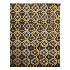 8x10 Tan, Charcoal, Color Hand Knotted Tibetan Wool Transitional Oriental Rug