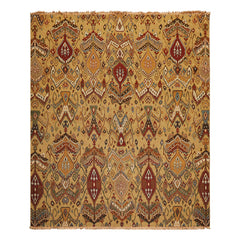 8x10 Light Gold, Rust, Sage Color Hand Knotted Soumak Wool Traditional Oriental Rug