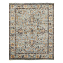 8x10 Aqua, Gray, Tan Color Hand Knotted Oushak Wool Traditional Oriental Rug