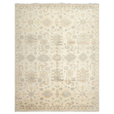 8x10 Ivory, Gray, Tan Color Hand Knotted Oushak Wool Traditional Oriental Rug