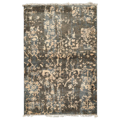 4x6 Olive, Green, Teal Color Hand Knotted Tibetan Wool Modern & Contemporary Oriental Rug