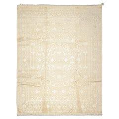9x12 Tone on Tone Ivory, , Color Hand Knotted Tibetan Wool & Bamboo Silk Transitional Oriental Rug