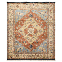 8x10 Rust, Gold, Beige Color Hand Knotted Heriz Wool Traditional Oriental Rug