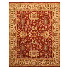 8x10 Rust, Light Gold, Caramel Color Hand Knotted Oushak Wool Traditional Oriental Rug