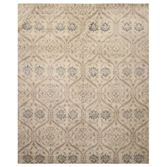 8x10 Beige, Gray, Taupe Color Hand Knotted Tibetan Wool Transitional Oriental Rug