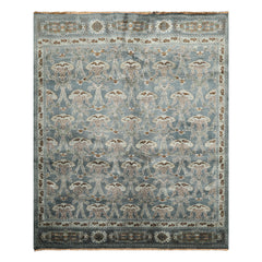 8x10 Aqua, Taupe, Brown Color Hand Knotted Tibetan Wool Traditional Oriental Rug