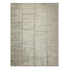 9x12 Gray, Beige, Aqua Color Hand Loomed Tibetan Wool Transitional Oriental Rug