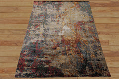 6x9 Gray, Lavender, Plum Color Hand Knotted Sherpa Bamboo Silk Modern Oriental Rug