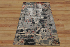 6x9 Gray, Charcoal, Rust Color Hand Knotted Sherpa Wool Modern Oriental Rug