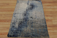 6x9 Taupe, Gray, Blue Color Hand Knotted Sherpa Bamboo Silk Modern Oriental Rug
