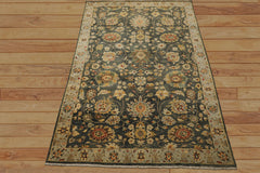 6x9 Green, Beige, Gold Color Hand Knotted Fine Oushak Wool Traditional Oriental Rug