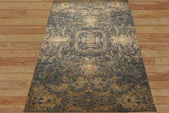 6x9 Gray, Slate, Caramel Color Hand Knotted Sherpa Bamboo Silk & Wool Modern Oriental Rug