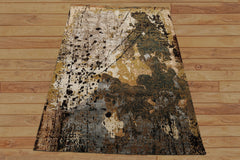 6x9 Brown, Gold, Blue Color Hand Knotted Sherpa Bamboo Silk & Wool Modern Oriental Rug