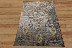 6x9 Taupe, Brown, Orange Color Hand Loomed Sherpa Bamboo Silk Traditional Oriental Rug